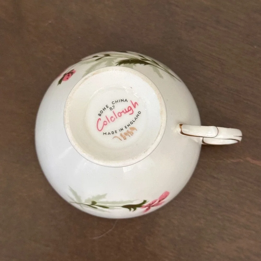 Vintage Colclough Bone China TeaCup Saucer Pink Floral Gold Trim Made in England
